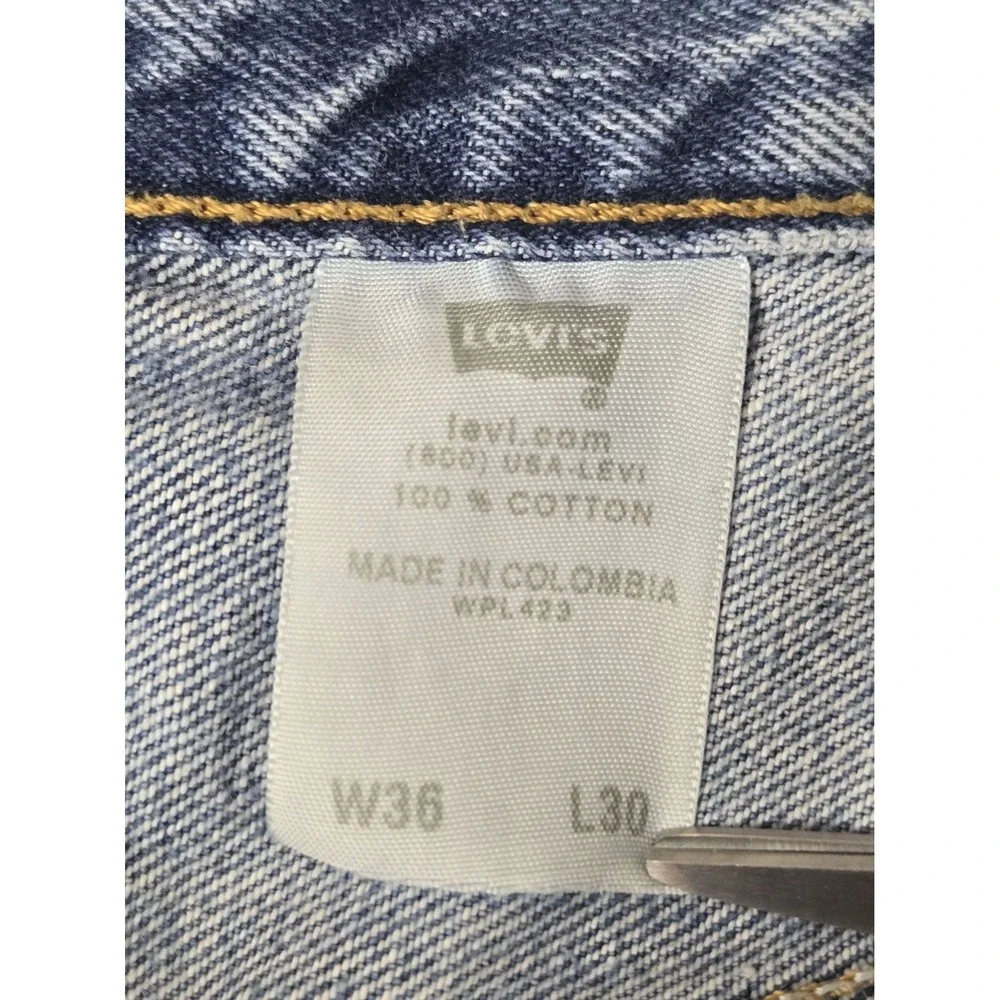 Levis Mens Blue 100% Cotton Denim Jeans 36 x 30 Button Fly